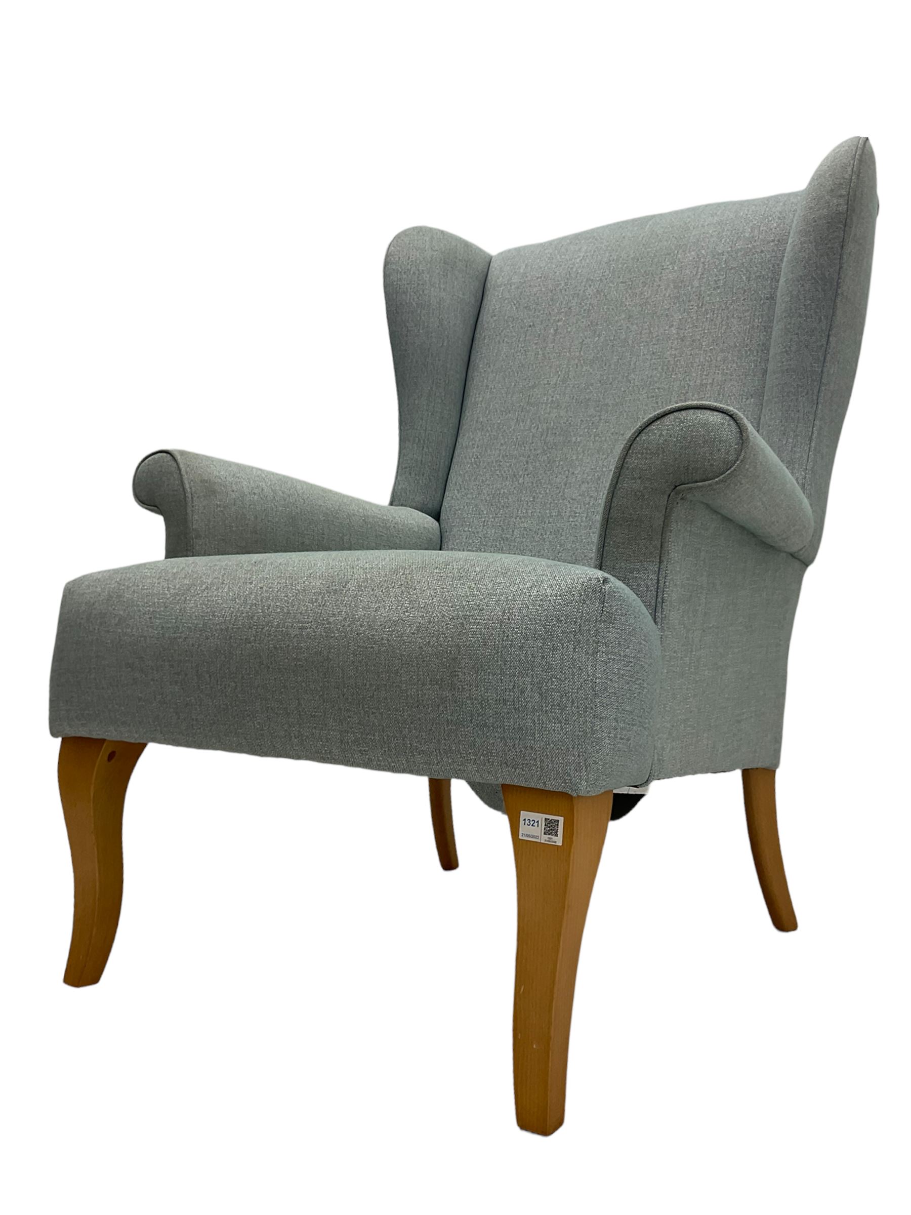 John Lewis high wing back armchair upholstered in denim cover - Image 6 of 6