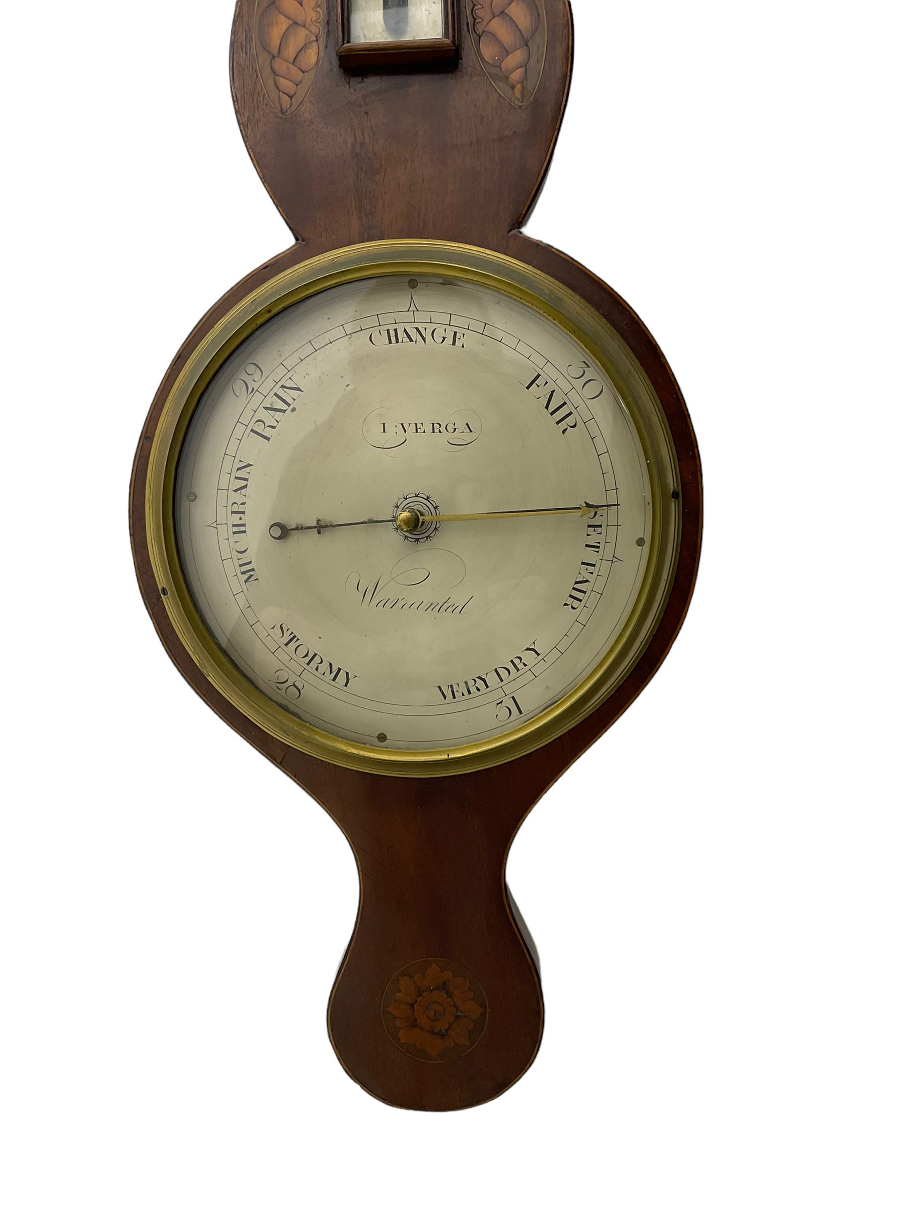 A William IV mercury wheel barometer c1830 with an inlaid broken pediment - Image 3 of 4