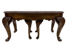 20th century figured walnut rectangular coffee table nest