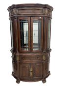 Kevin Charles American walnut demi lune display cabinet with illuminated interior