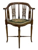 Edwardian inlaid mahogany corner chair