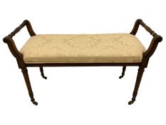 George III style walnut duet piano stool