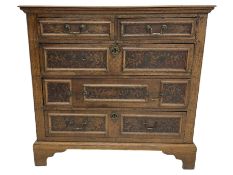 18th/19th century continental panelled oak five drawer chest