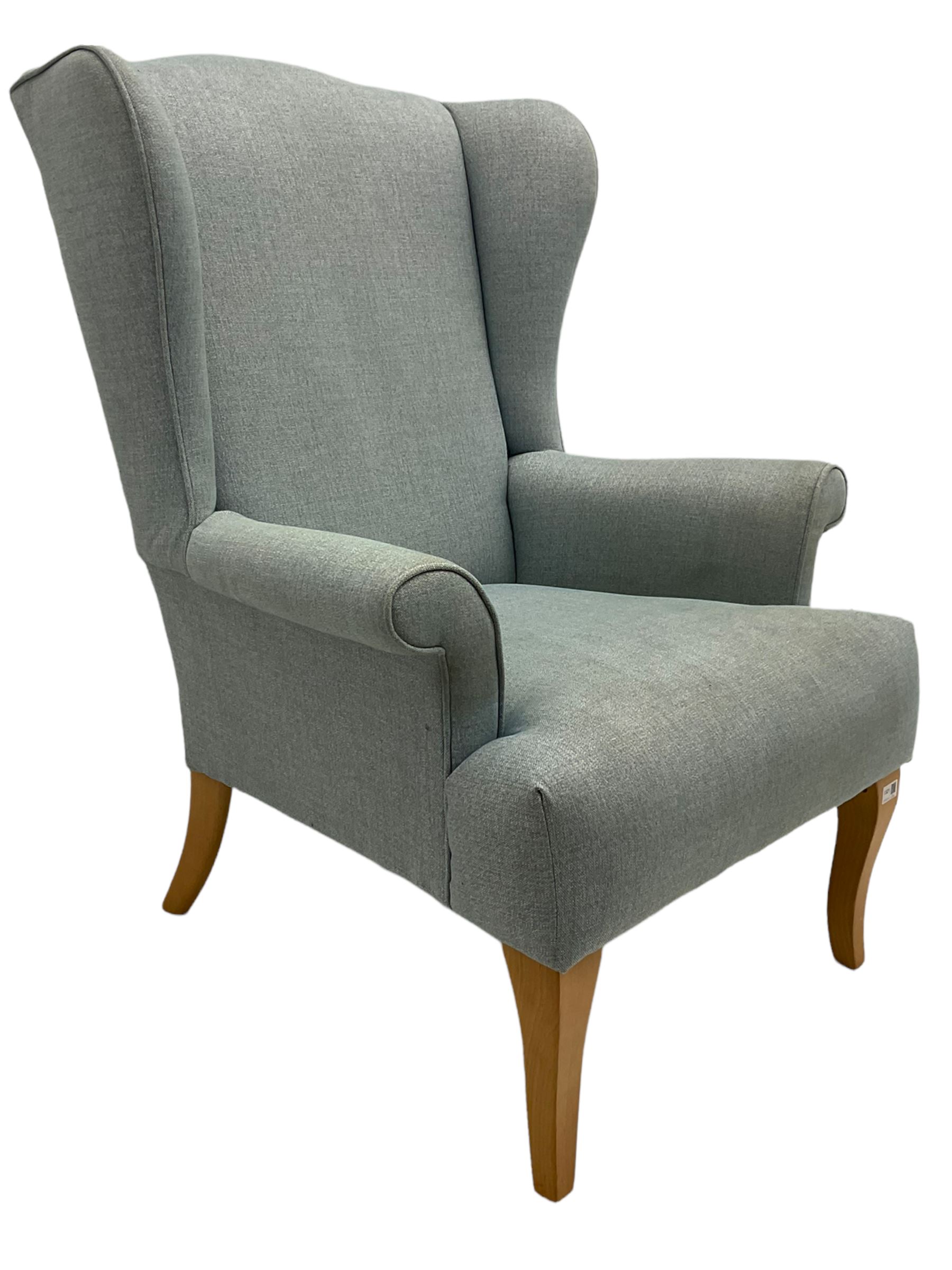 John Lewis high wing back armchair upholstered in denim cover