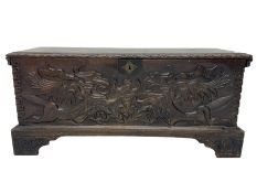 18th century carved oak blanket box