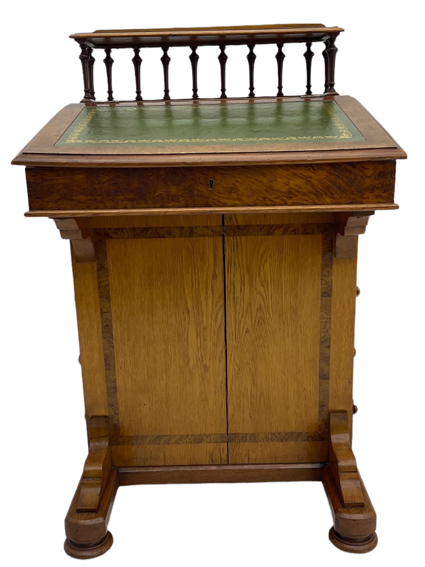 Late Victorian oak and walnut Davenport desk - Image 3 of 9