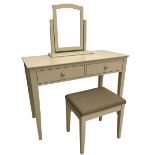 White finish two drawer dressing table