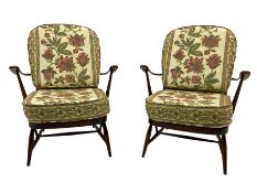 Ercol - Pair of mid-20th centur medium elm framed easy chairs