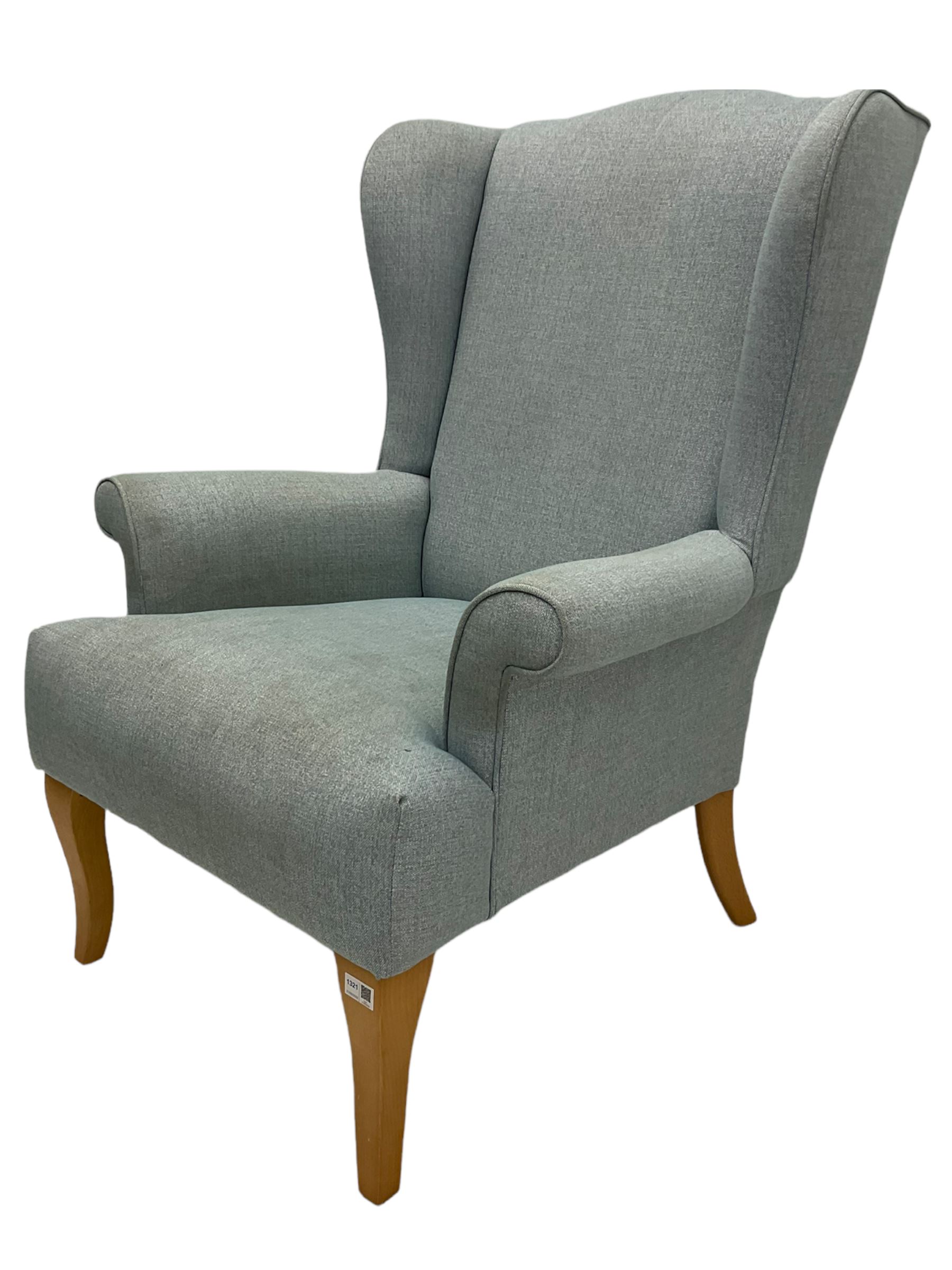 John Lewis high wing back armchair upholstered in denim cover - Image 4 of 6