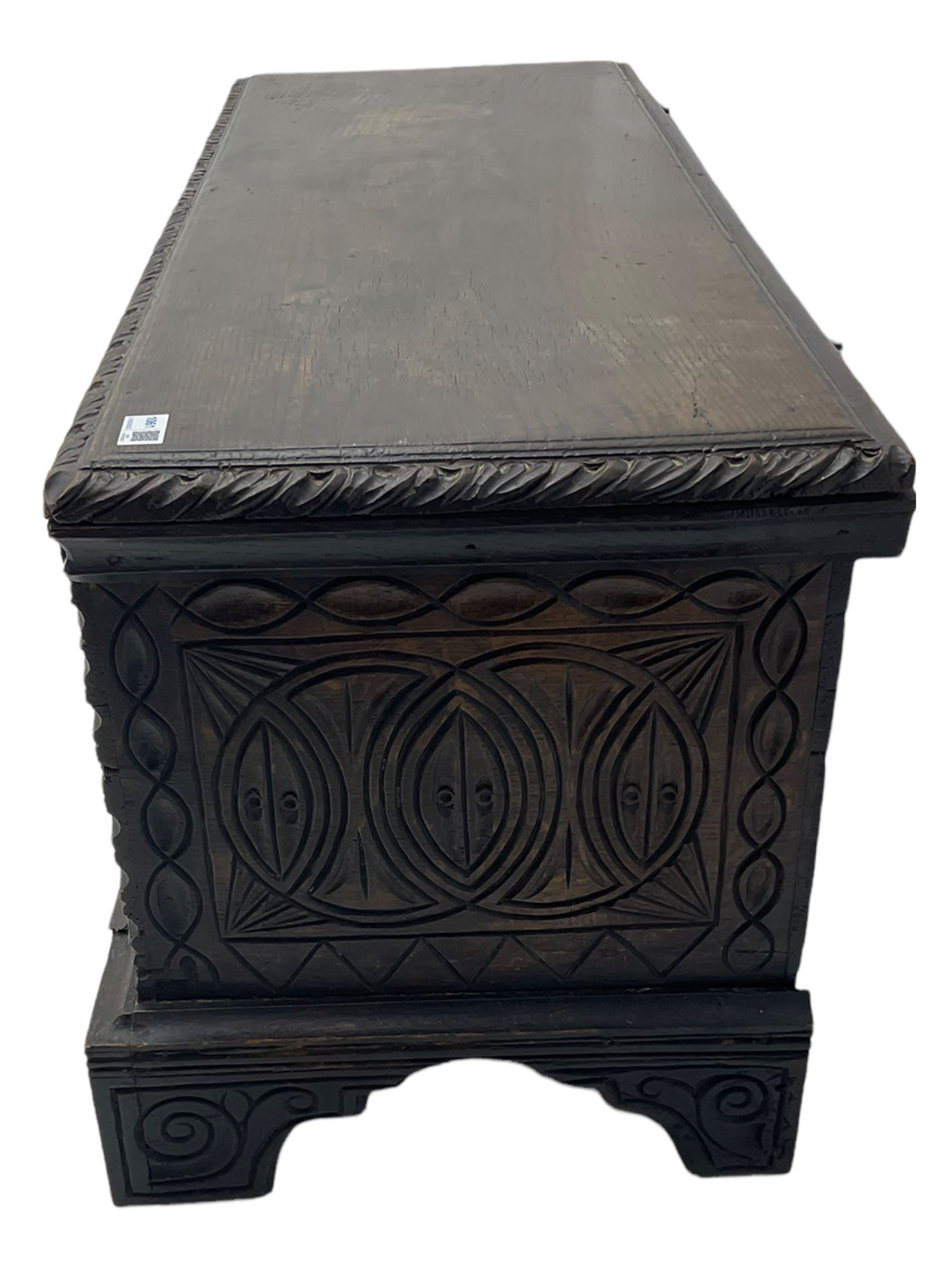 18th century carved oak blanket box - Image 9 of 9