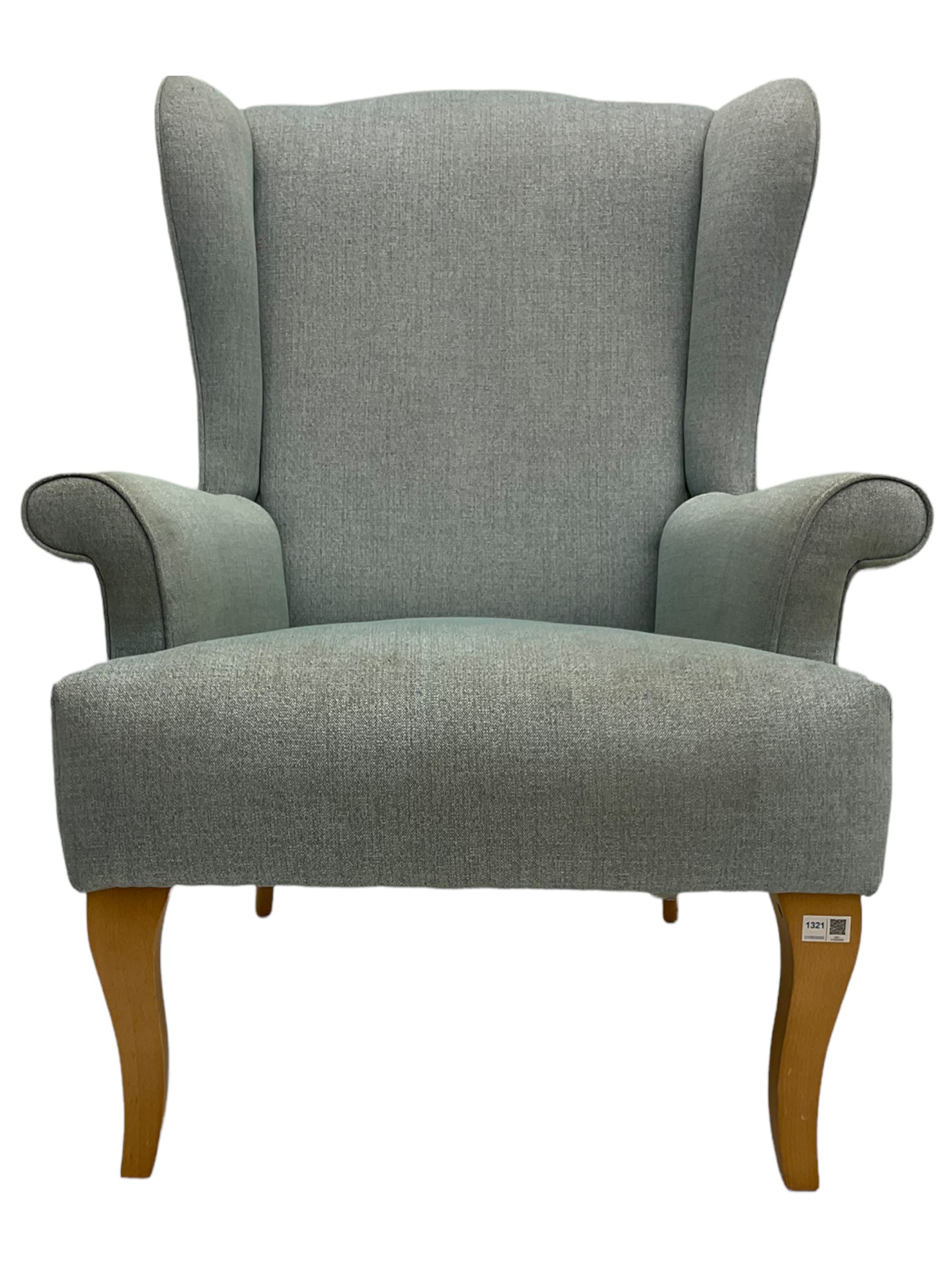 John Lewis high wing back armchair upholstered in denim cover - Image 3 of 6