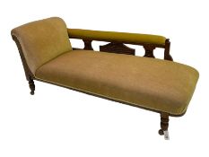 Late Victorian oak framed chaise longue