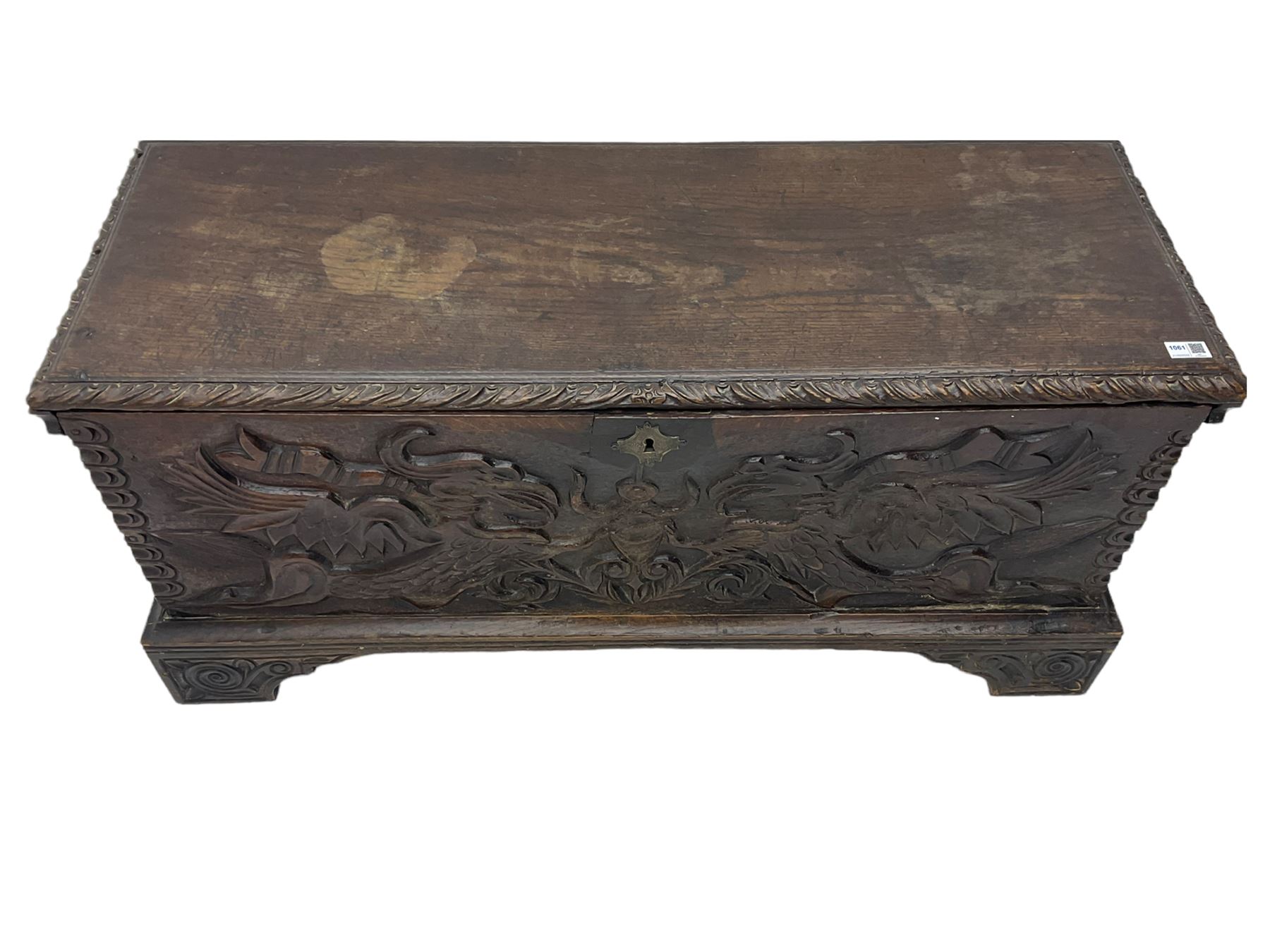 18th century carved oak blanket box - Image 2 of 9