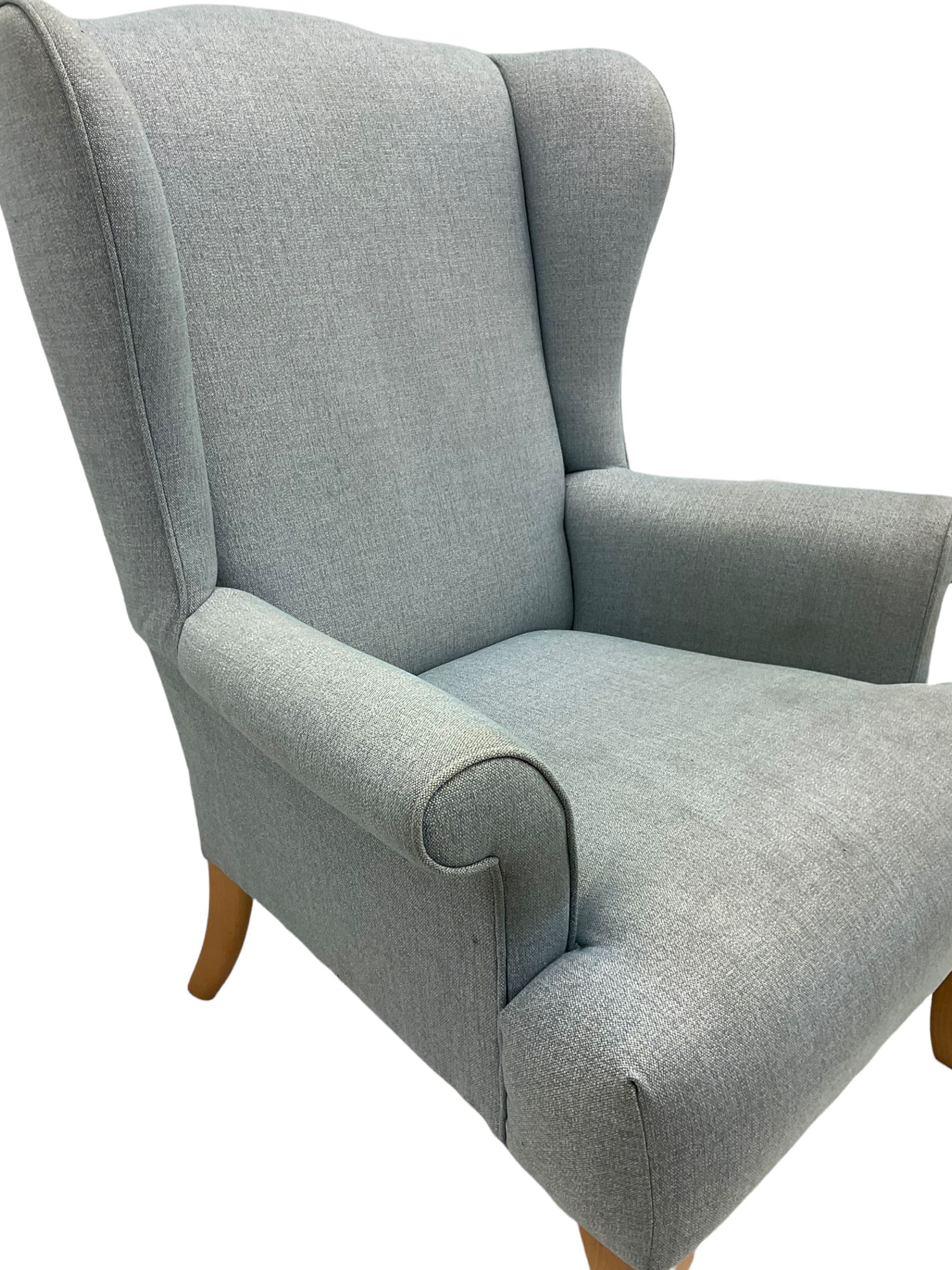 John Lewis high wing back armchair upholstered in denim cover - Image 5 of 6