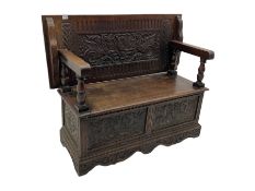 Late 19th century oak monk's bench