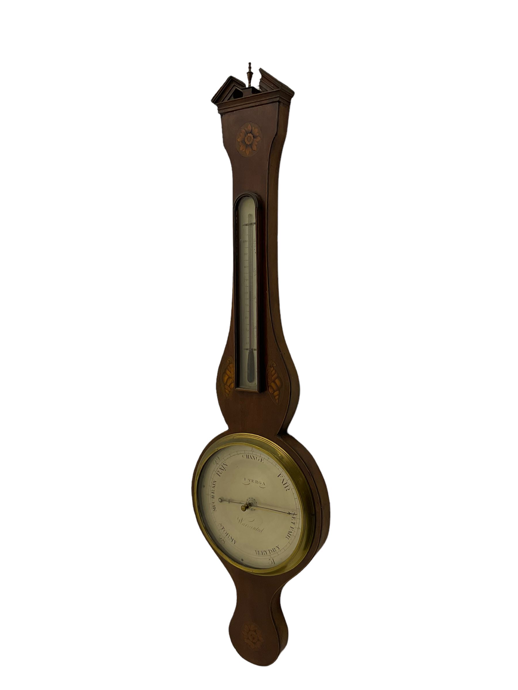 A William IV mercury wheel barometer c1830 with an inlaid broken pediment - Image 2 of 4