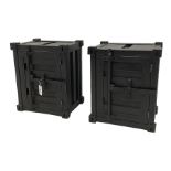 Pair of 'shipping container' industrial lamp cabinets