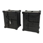 Pair of 'shipping container' industrial lamp cabinets