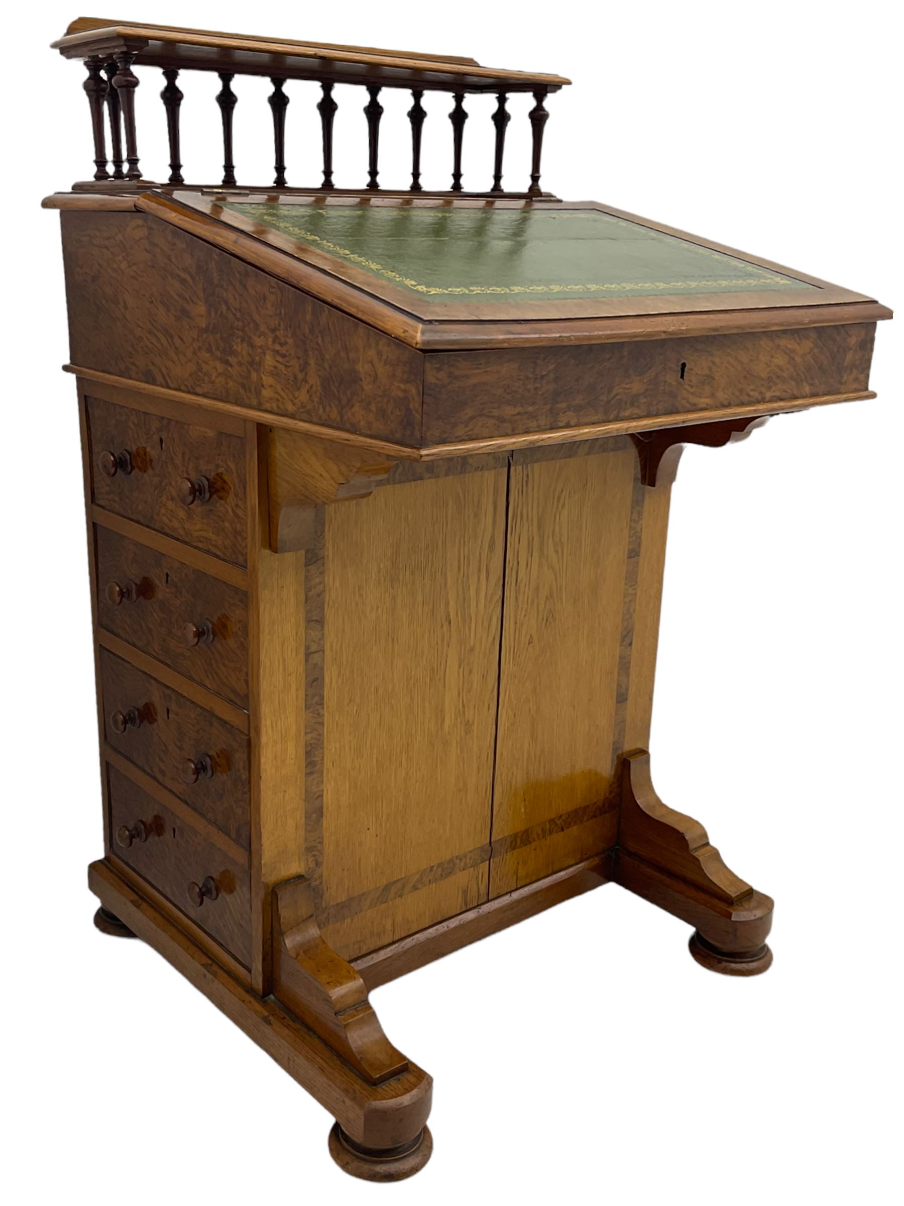 Late Victorian oak and walnut Davenport desk - Image 2 of 9