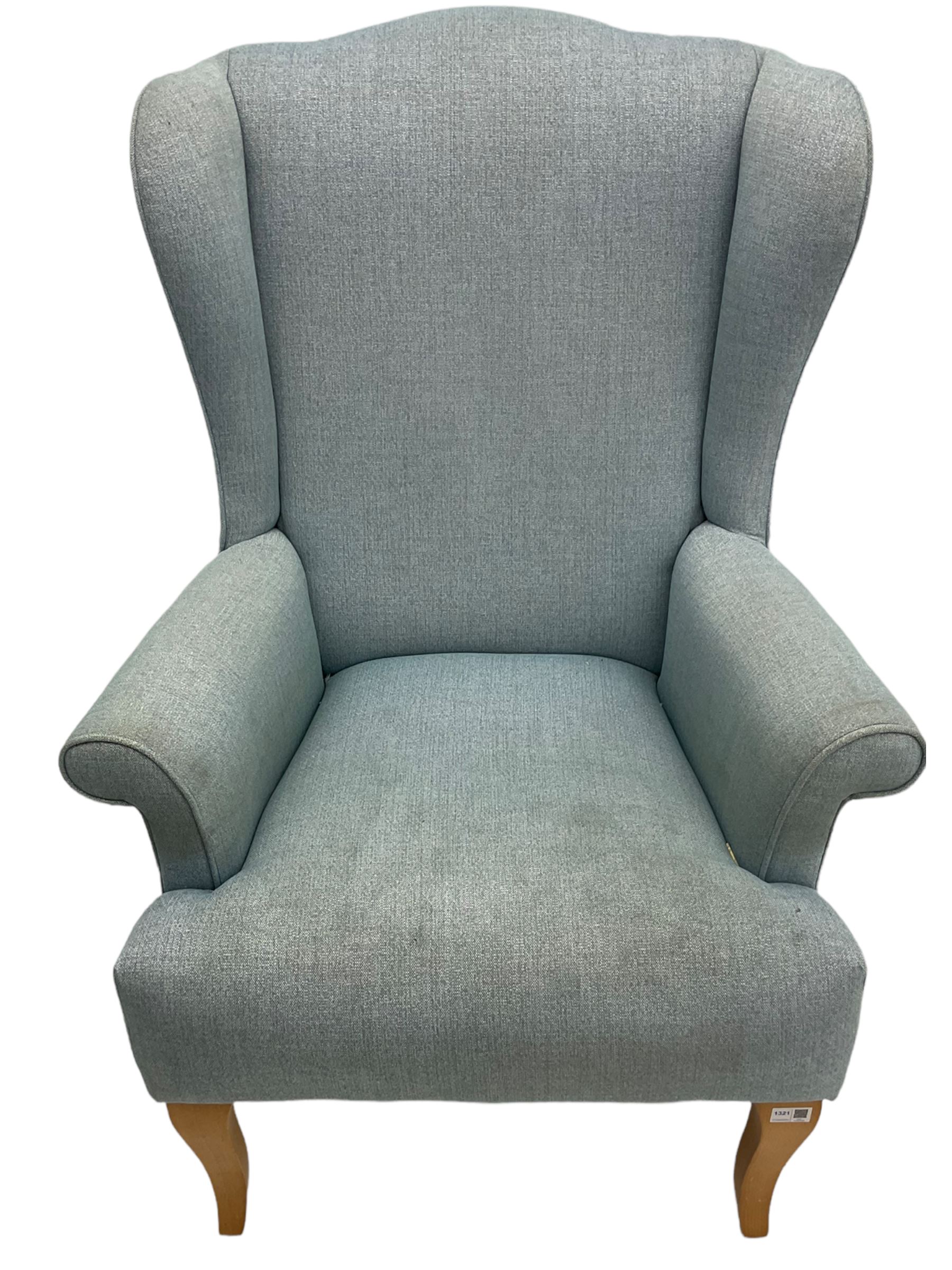 John Lewis high wing back armchair upholstered in denim cover - Image 2 of 6