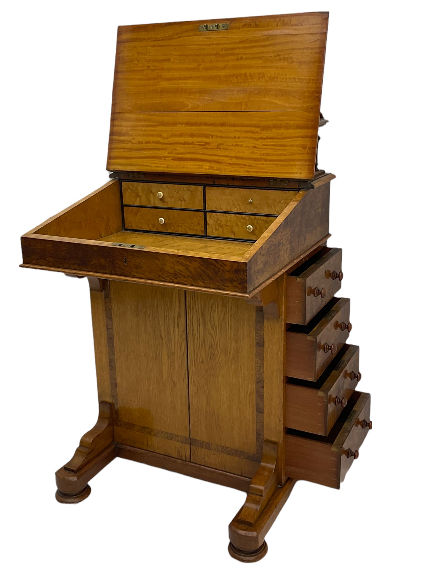 Late Victorian oak and walnut Davenport desk - Image 8 of 9