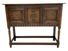 17th century style caved oak side cabinet