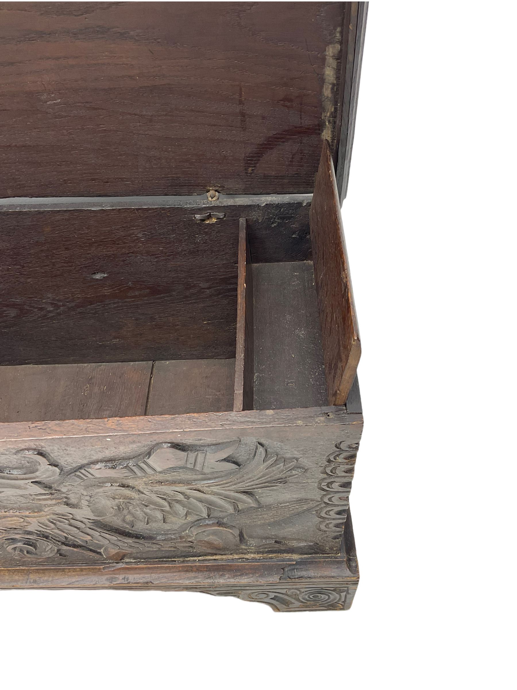 18th century carved oak blanket box - Image 8 of 9