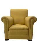 Early 20th century armchair upholstered in pale gold fabric