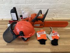 Husqvarna chainsaw with accessories - THIS LOT IS TO BE COLLECTED BY APPOINTMENT FROM DUGGLEBY STORA