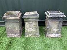Three terracotta chimney pots - THIS LOT IS TO BE COLLECTED BY APPOINTMENT FROM DUGGLEBY STORAGE