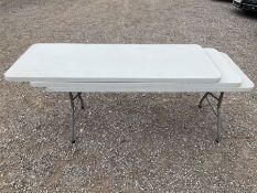 Set of Three 6ft folding trestle tables - THIS LOT IS TO BE COLLECTED BY APPOINTMENT FROM DUGGLEBY
