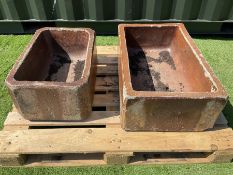 Two rectangular glazed terracotta troughs - THIS LOT IS TO BE COLLECTED BY APPOINTMENT FROM DUGGLEBY