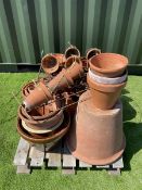 Assortment of mainly terracotta plant pots and quantity of planters