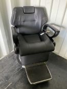 Salon Equipment - Black leather finish salon hydraulic barbers chair - THIS LOT IS TO BE COLLECTED B