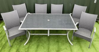 Rectangular glass top garden table