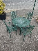 Green finish wrought iron garden table
