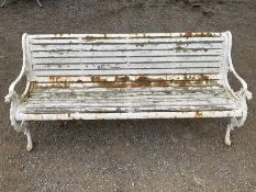 19th century heavy cast iron and timber slatted garden bench - THIS LOT IS TO BE COLLECTED BY APPOIN