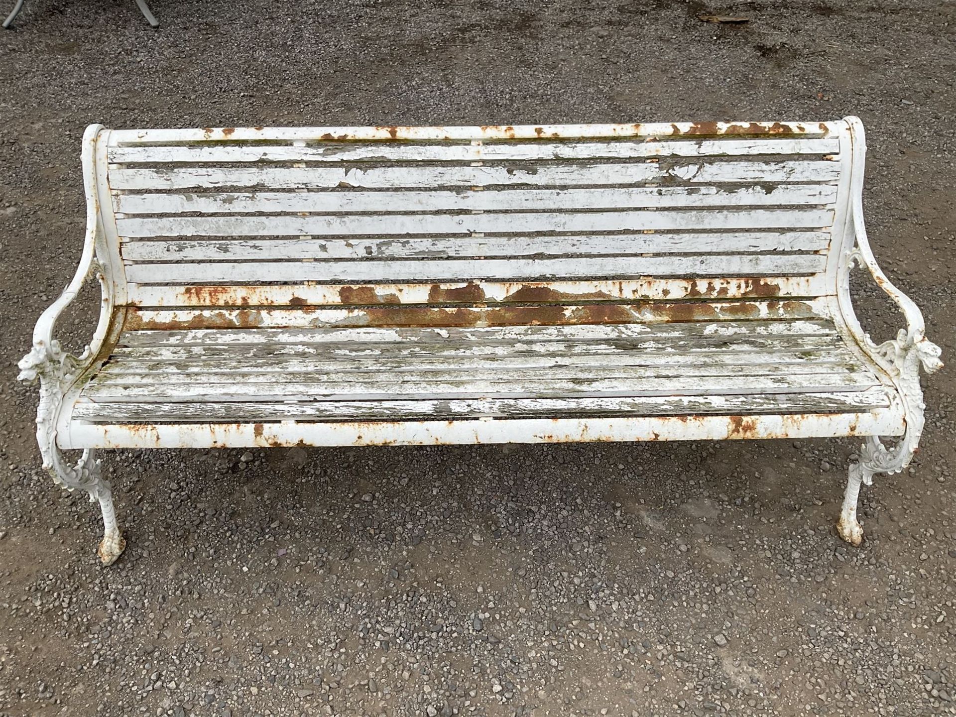 19th century heavy cast iron and timber slatted garden bench - THIS LOT IS TO BE COLLECTED BY APPOIN