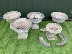 Five composite stone garden urns - THIS LOT IS TO BE COLLECTED BY APPOINTMENT FROM DUGGLEBY STORAGE