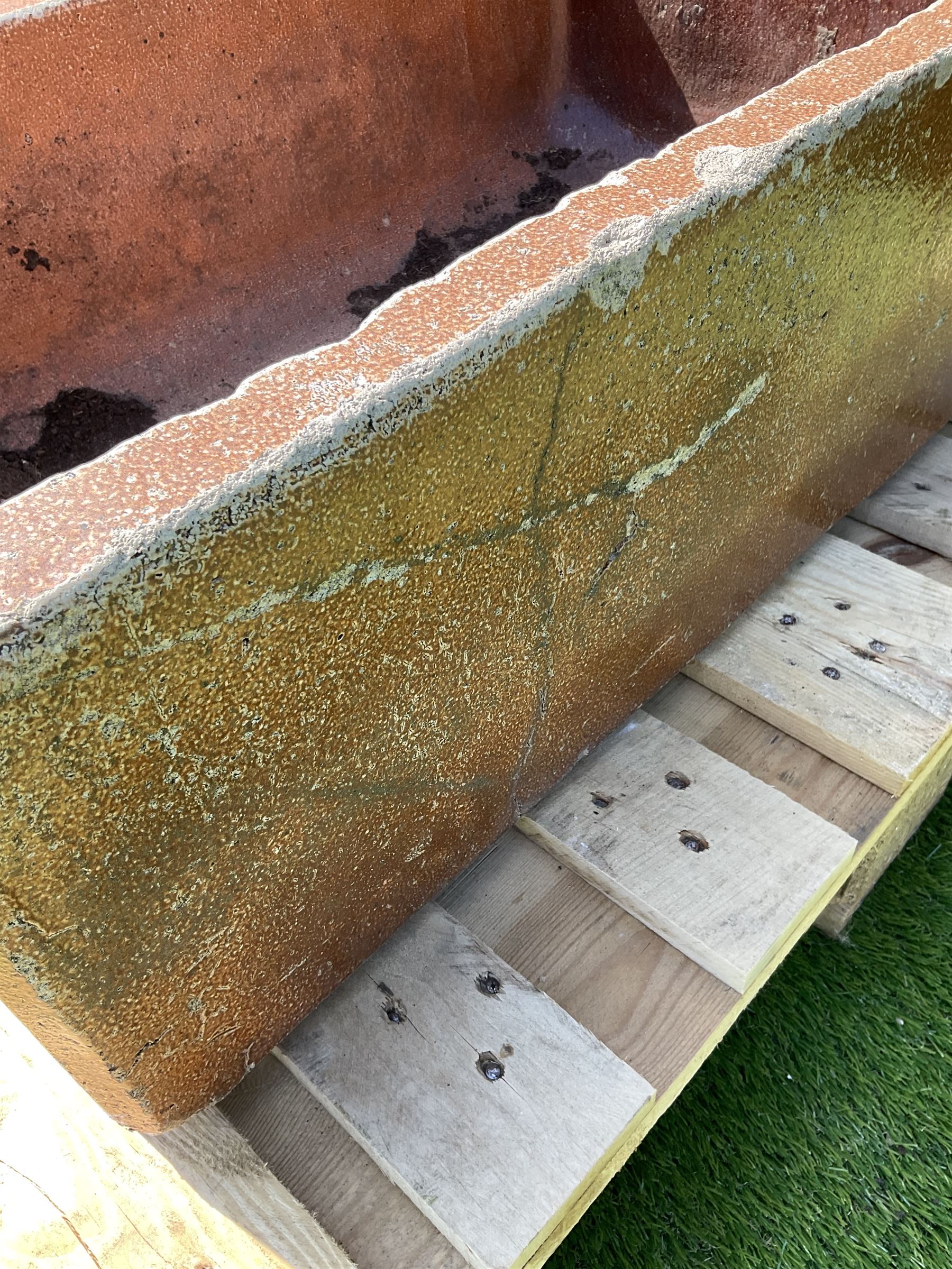 Two rectangular glazed terracotta troughs - THIS LOT IS TO BE COLLECTED BY APPOINTMENT FROM DUGGLEBY - Image 5 of 6