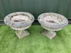 Pair of composite stone garden urns - THIS LOT IS TO BE COLLECTED BY APPOINTMENT FROM DUGGLEBY STORA