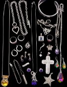 Collection of silver and silver stone set jewellery including necklaces