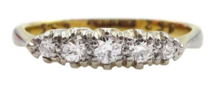 Gold five stone diamond ring