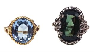 Gold blue paste stone set ring