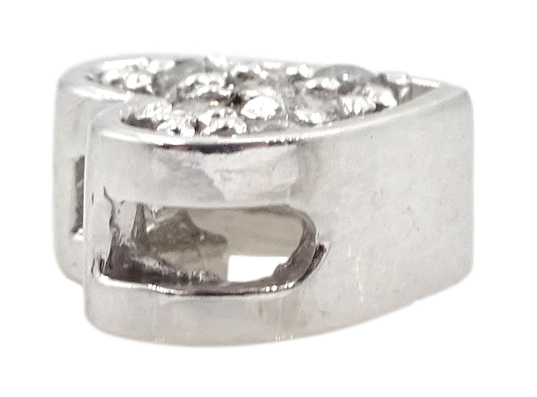 9ct white gold pave set diamond pendant - Image 2 of 2