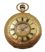 Victorian 18ct gold half hunter ladies keyless pocket watch by G E Searle & Son