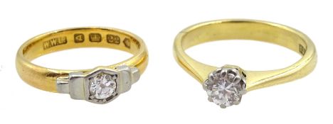 Gold single stone round brilliant cut diamond ring