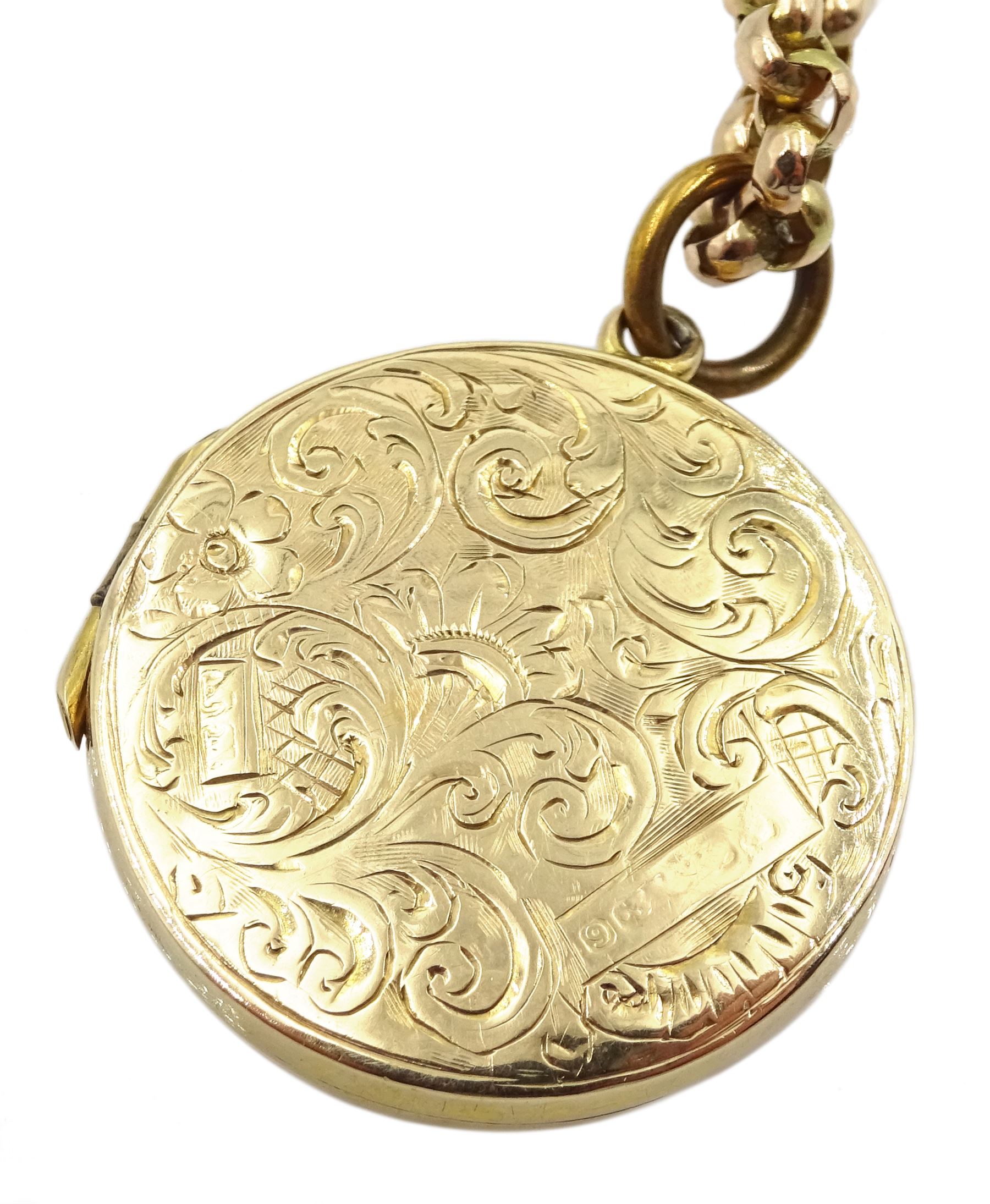 Early 20th century 9ct gold locket pendant with engraved decoration by Henry Matthews - Image 3 of 3