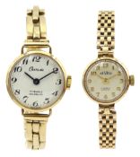 Gradus 9ct gold ladies manual wind bracelet wristwatch