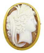 Gold cameo brooch of a classical ladies head